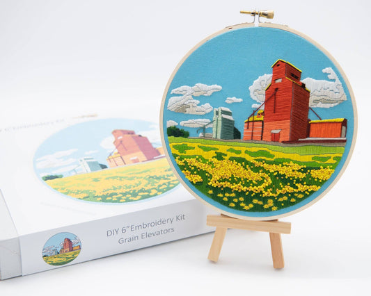 Grain elevators DIY embroidery kit