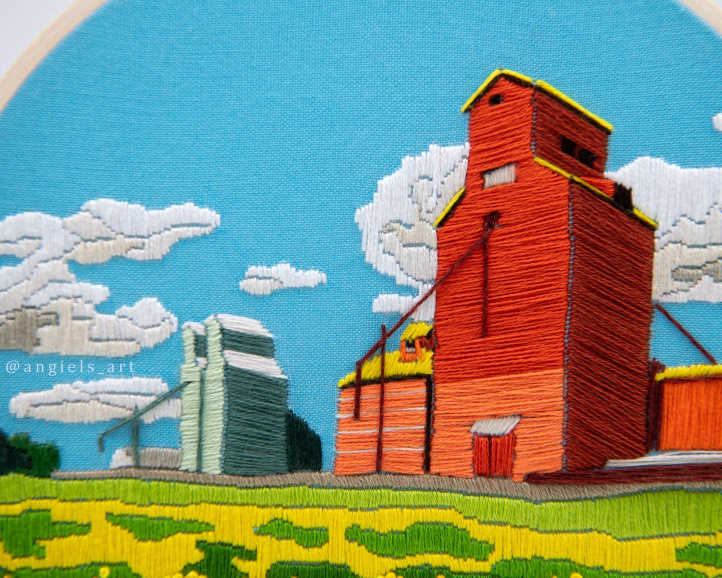 Grain elevators DIY embroidery kit