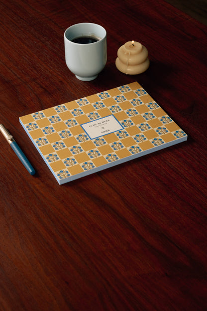 Weekly desk planner, undated -  floral checkerboard (coming soon)
