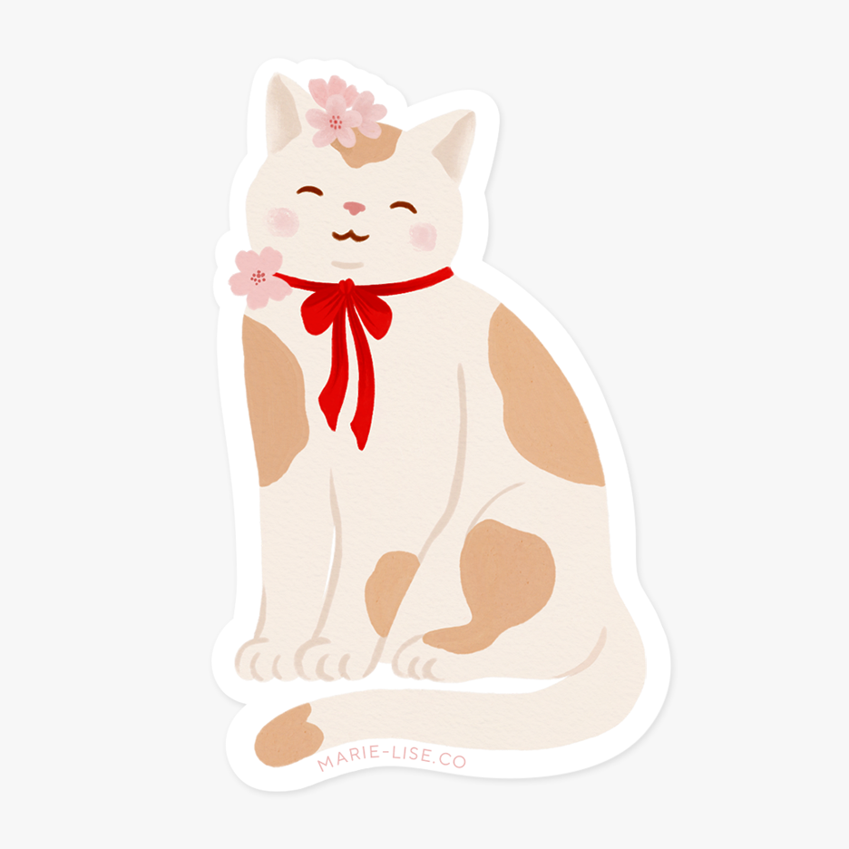 Coquette cat sticker