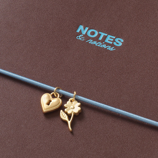 Lined notebook, A5 PU softcover - chestnut & ink