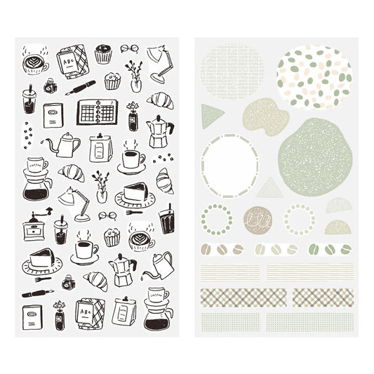 Midori two sheet monotone café sticker set