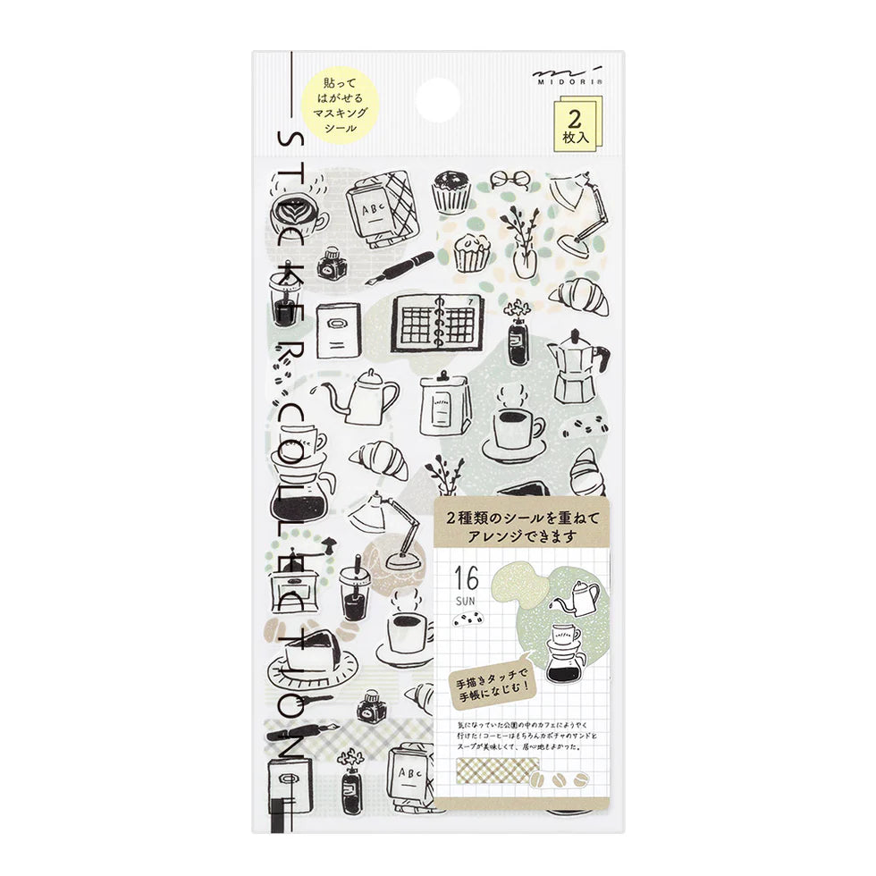 Midori two sheet monotone café sticker set