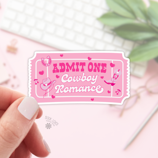 Admit one ticket cowboy romance sticker