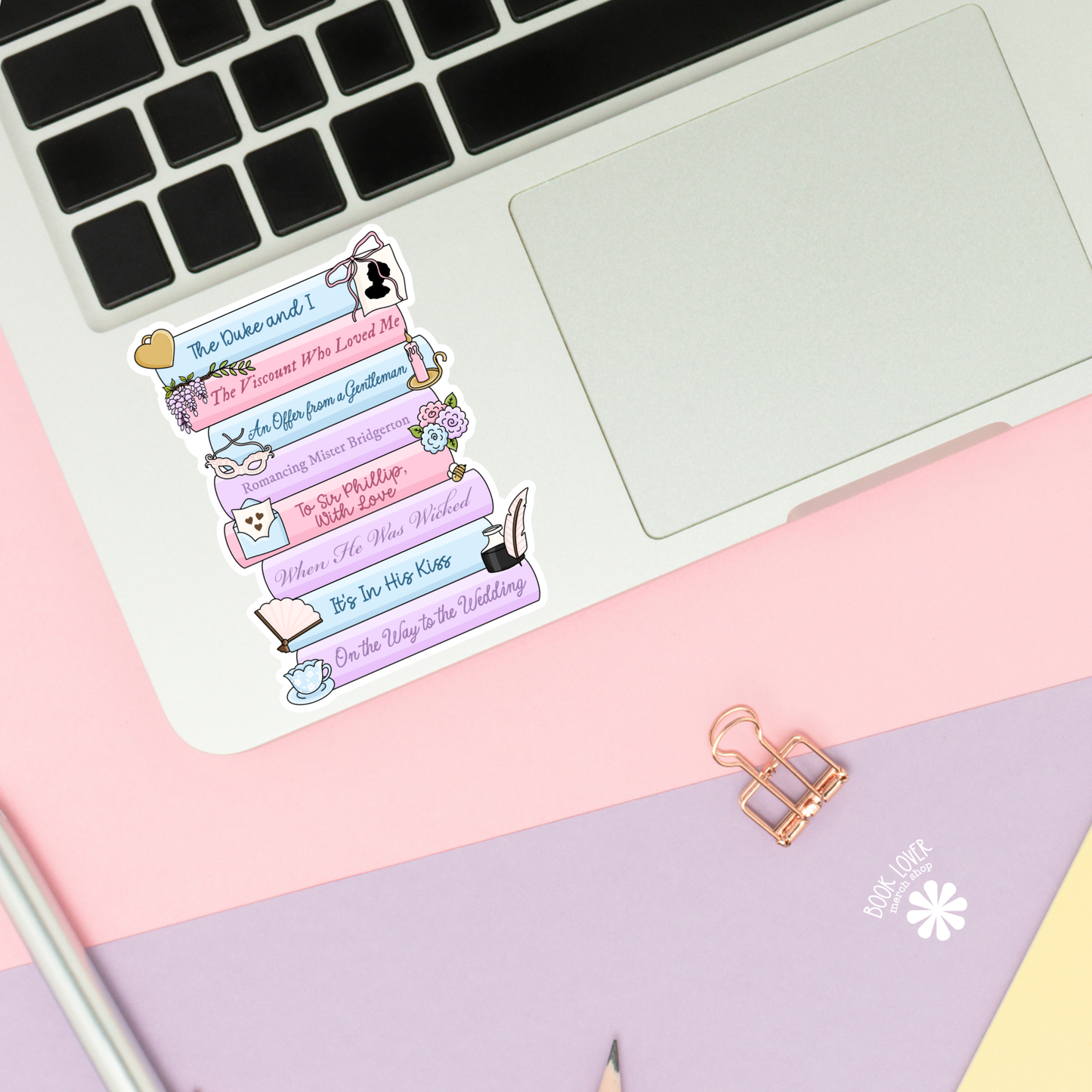 Bridgerton book stack sticker