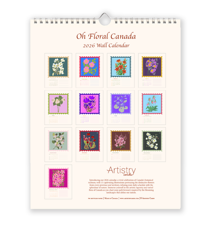 2026 Canadian provincial flowers wall calendar