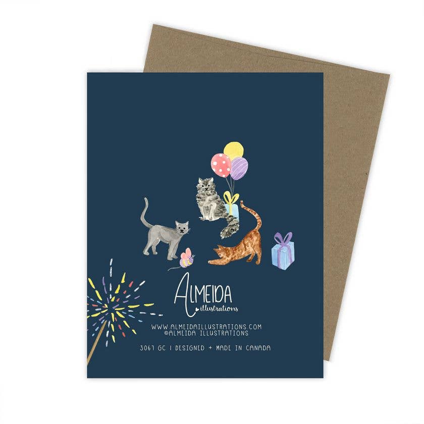 Party cat birthday card