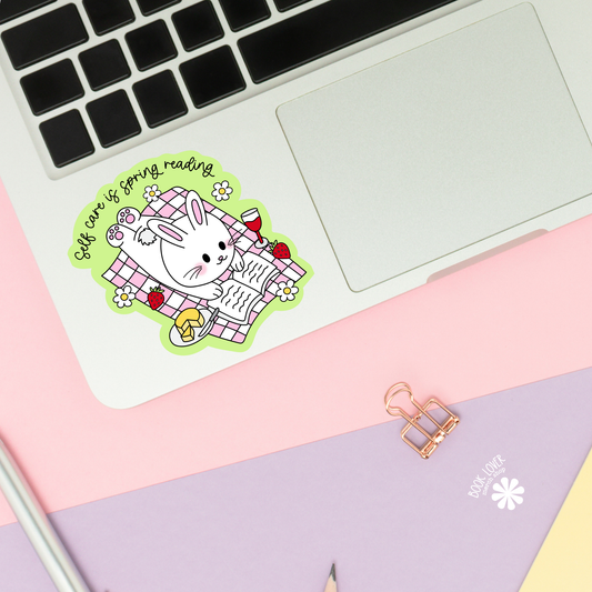 Self care is spring reading sticker