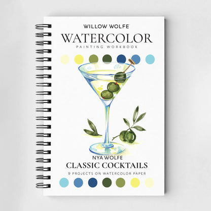 Classic cocktails watercolor workbook