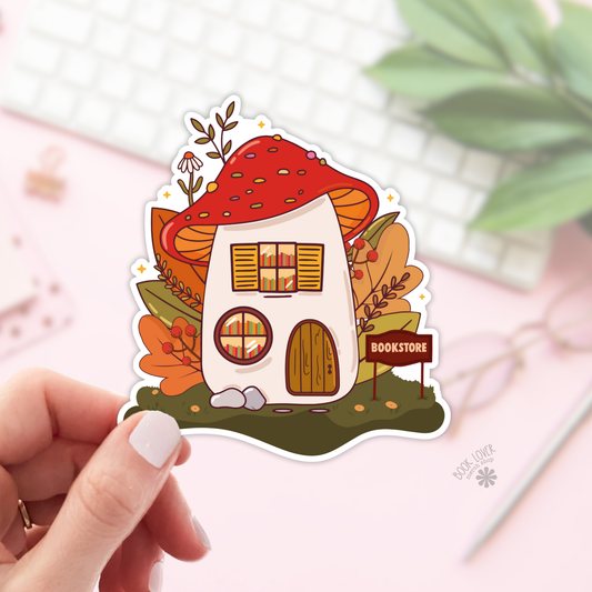 Mushroom bookstore sticker