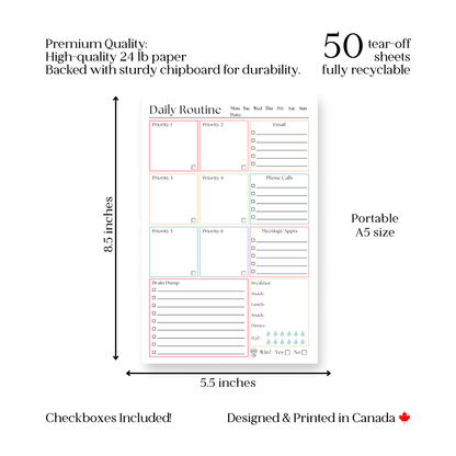Daily routine and priority planner