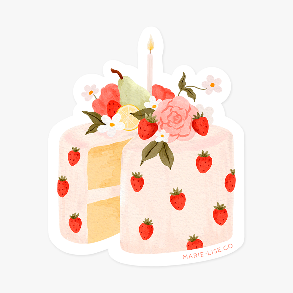Strawberry cake sticker