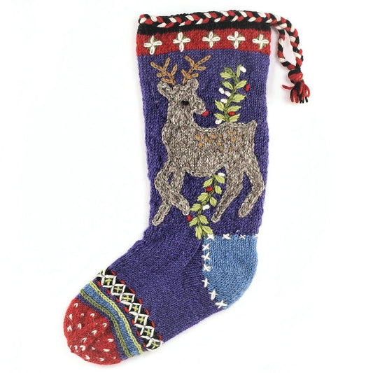 Reindeer hearth holiday stocking
