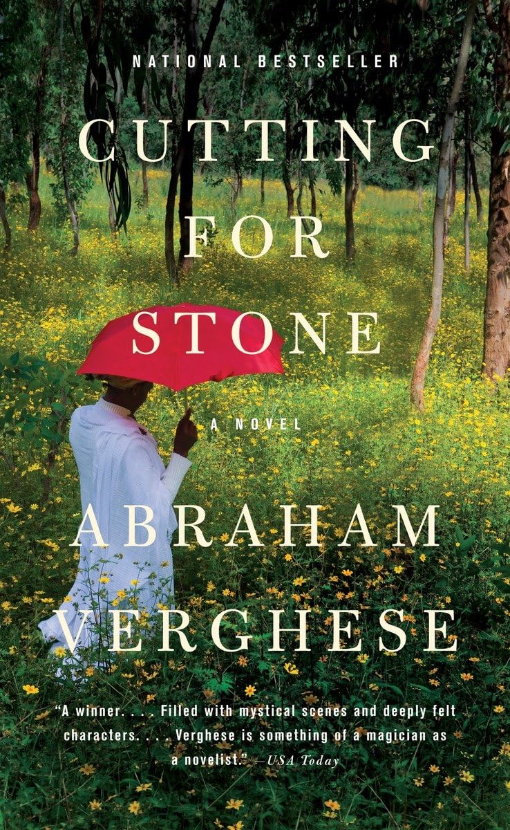 Cover of the book 'Cutting for Stone by Abraham Verghese'.