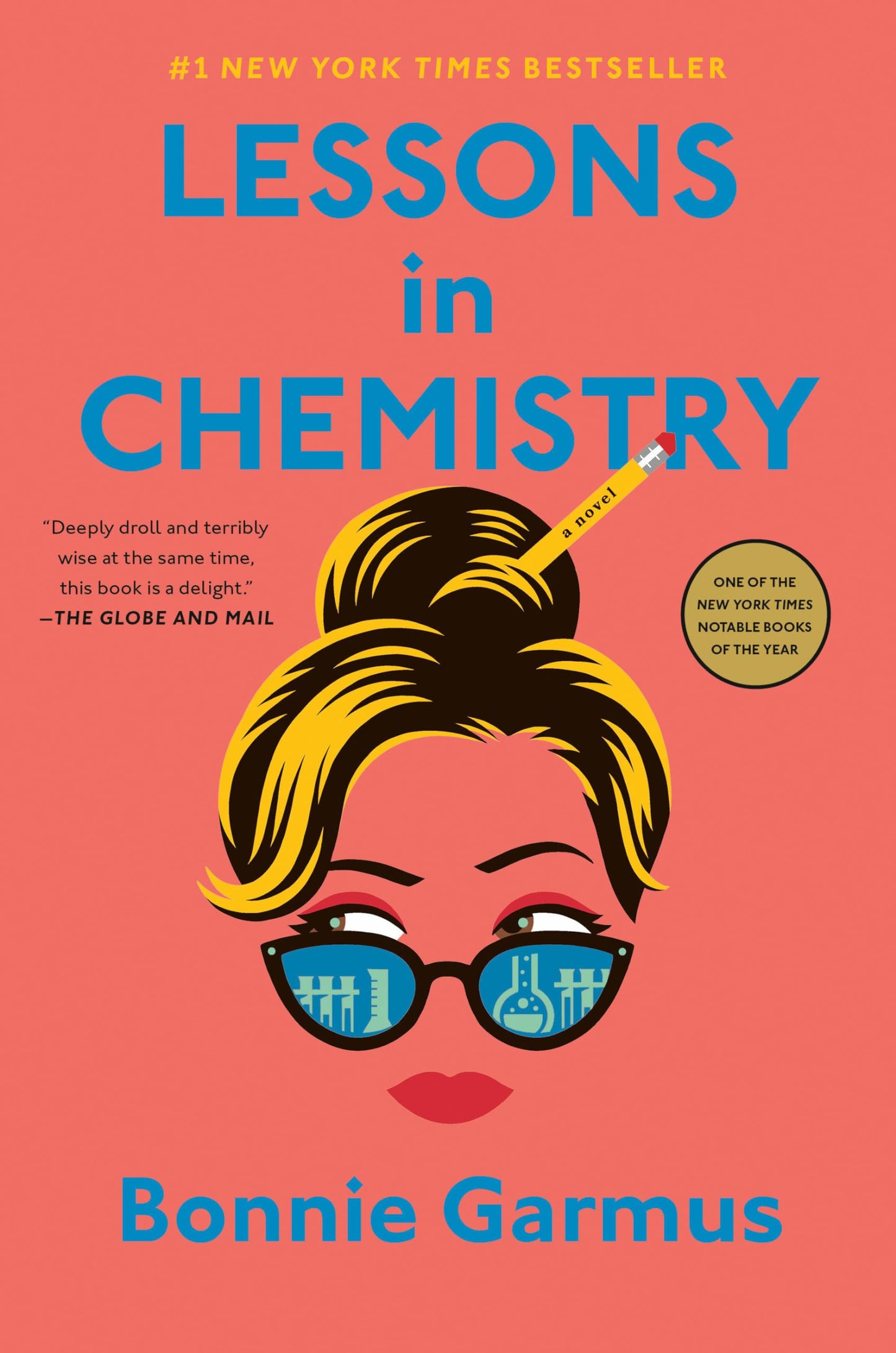 Cover of the book 'Lessons in Chemistry by Bonnie Garmus'.