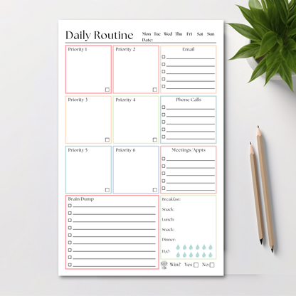 Daily routine and priority planner