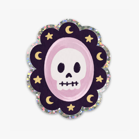 Glitter skull sticker
