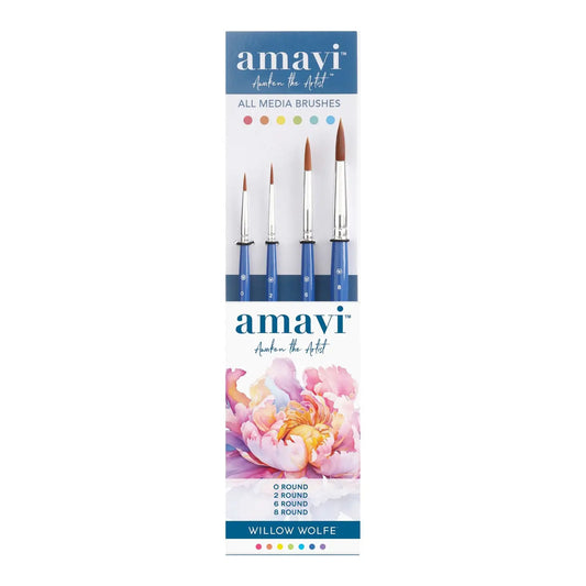 Amavi® mixed media golden taklon brush set