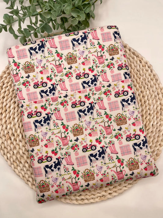 Cozy farmyard book sleeve