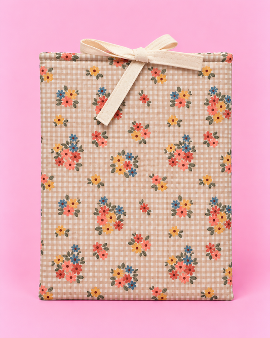 Vintage floral gingham book sleeve