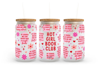 Hot girl book club 16 oz glass tumbler