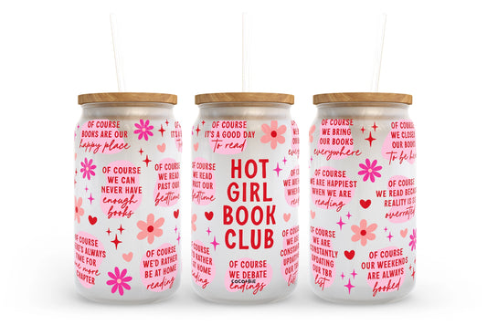 Hot girl book club 16 oz glass tumbler