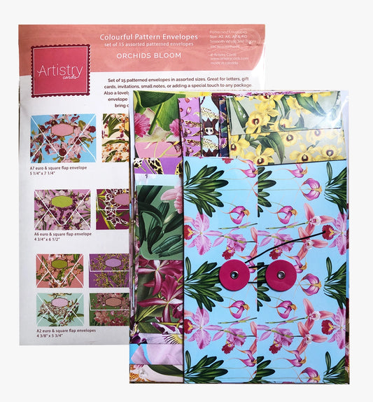 Colourful assorted patterned envelopes - orchid theme pack