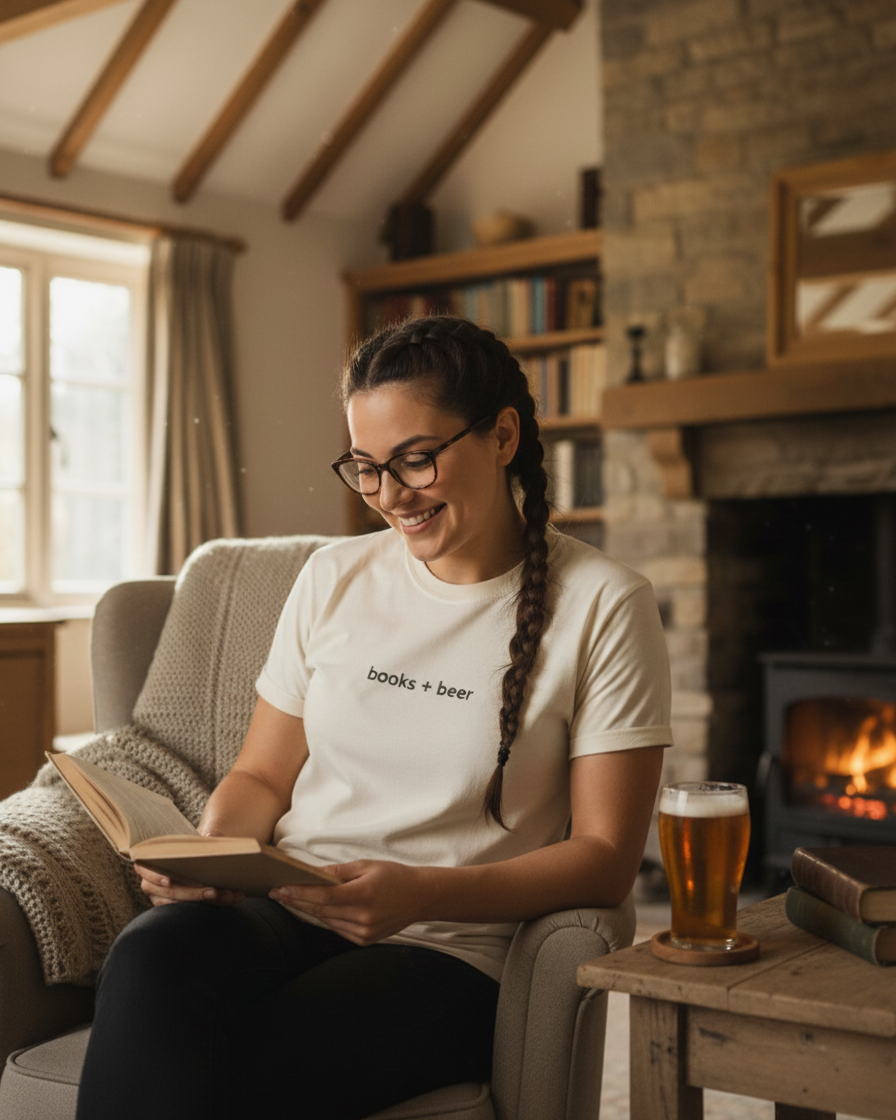 Limited edition books + beer t-shirt (ivory)