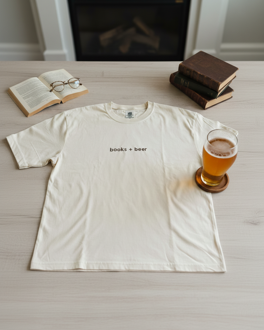 Limited edition books + beer t-shirt (ivory)