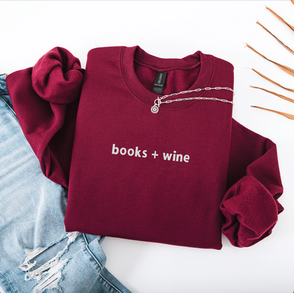 Books + wine embroidered sweatshirt (maroon)