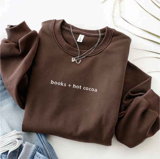 Books + hot cocoa sweatshirt (brown)
