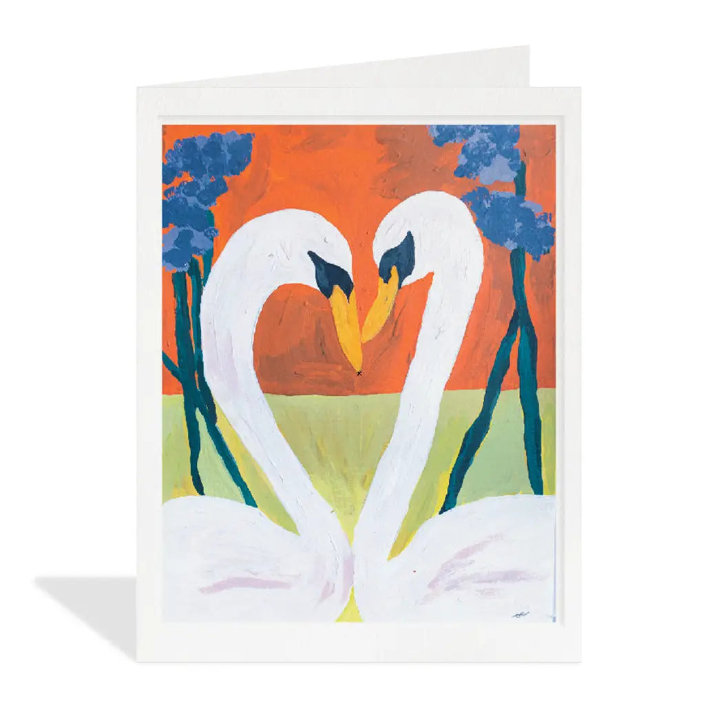 Swan heart greeting card