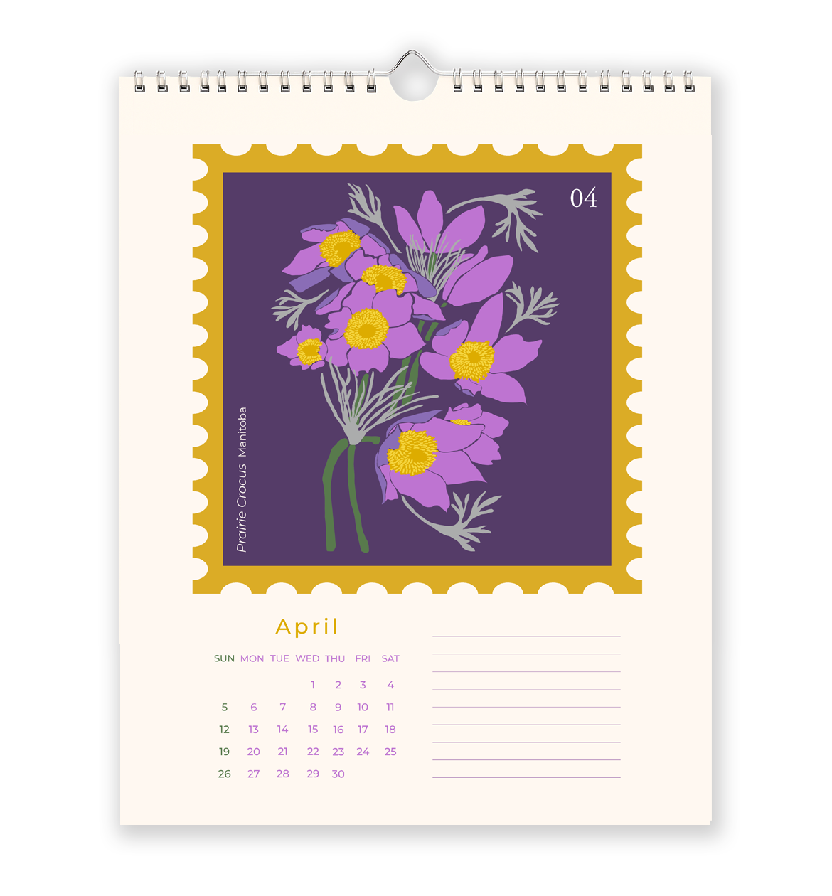 2026 Canadian provincial flowers wall calendar