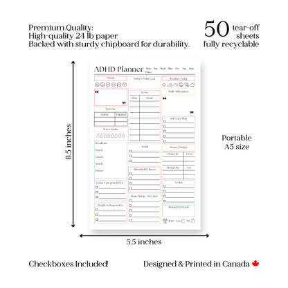 ADHD daily productivity planner