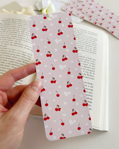 Cherries and flowers bookmark