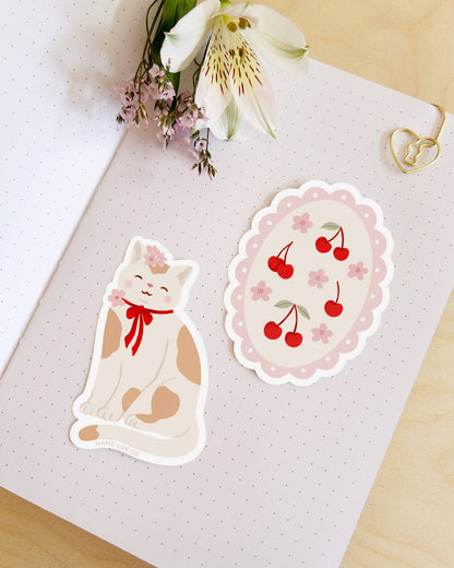 Coquette cat sticker