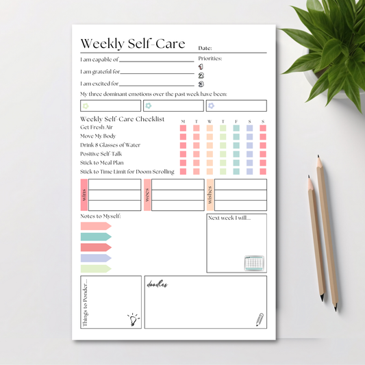 Weekly self-care planner