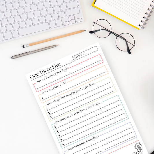 One-three-five weekly organizer and planner: 50-page notepad