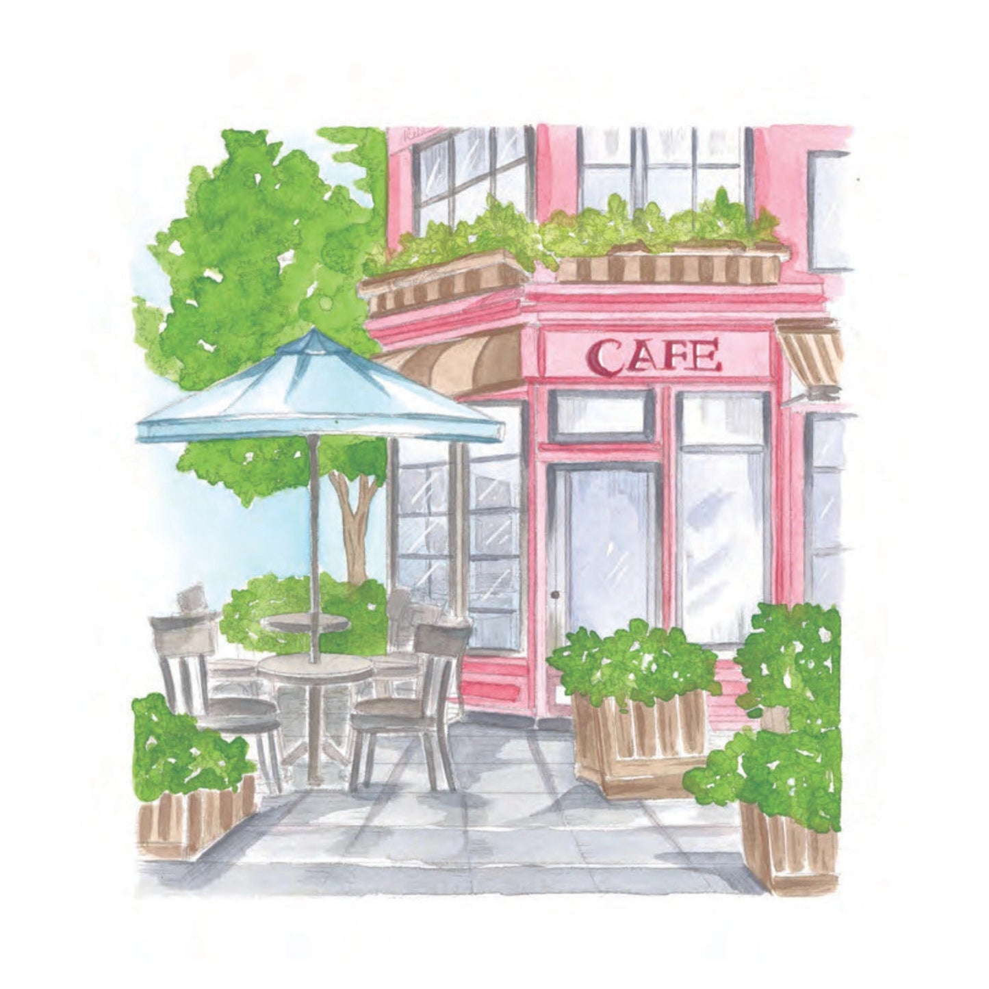 Cozy cafés watercolor workbook