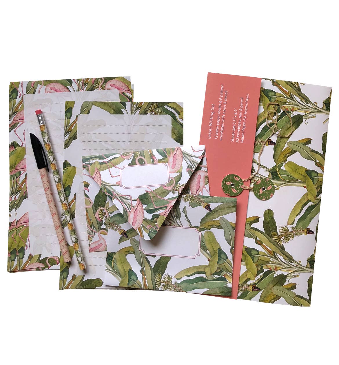 Vintage flamingos & palm tree writing set (Coming soon)