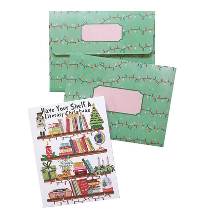 Christmas bookshelf greeting card