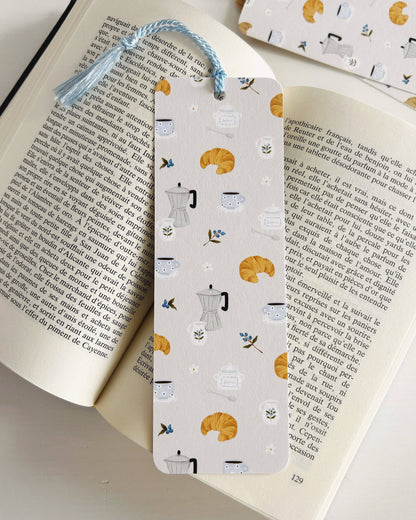 Coffee and croissant bookmark
