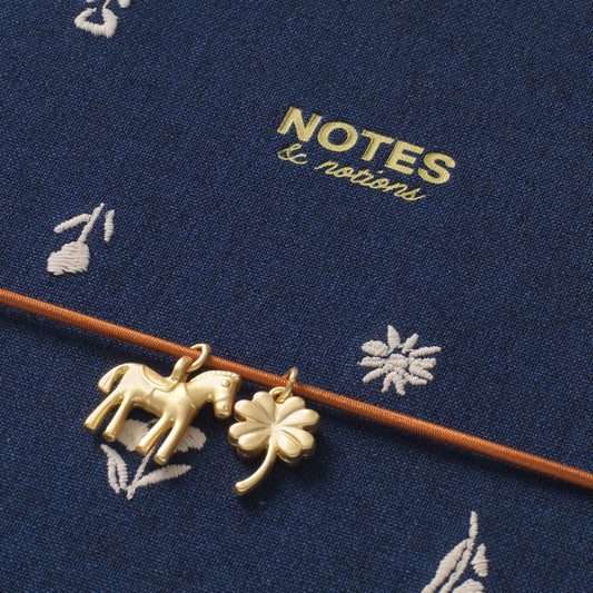 Fabric lined notebook, A5 softcover - twilight blooms