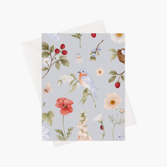 Bluebird in bloom greeting card