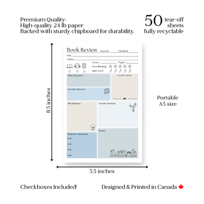 Book club book review: 50-page notepad