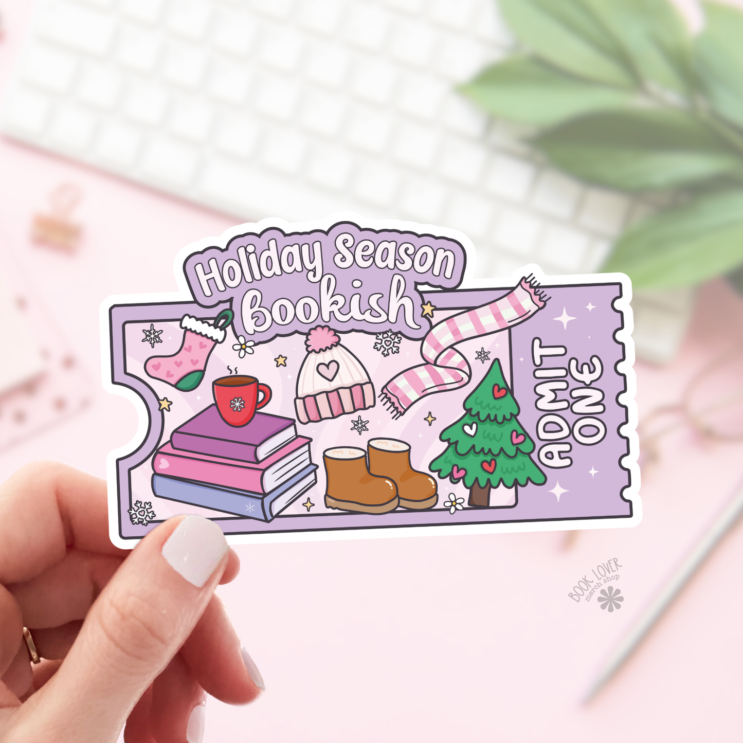 Holiday season bookish sticker