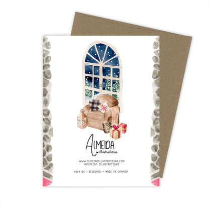 Warm home, Merry Christmas greeting card