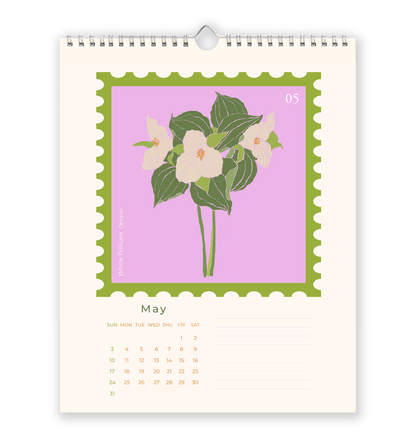 2026 Canadian provincial flowers wall calendar