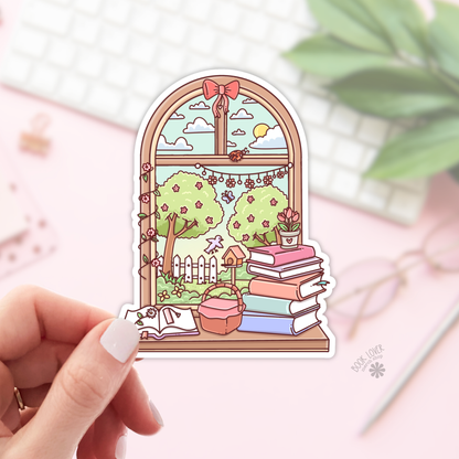 Bookish spring window sticker