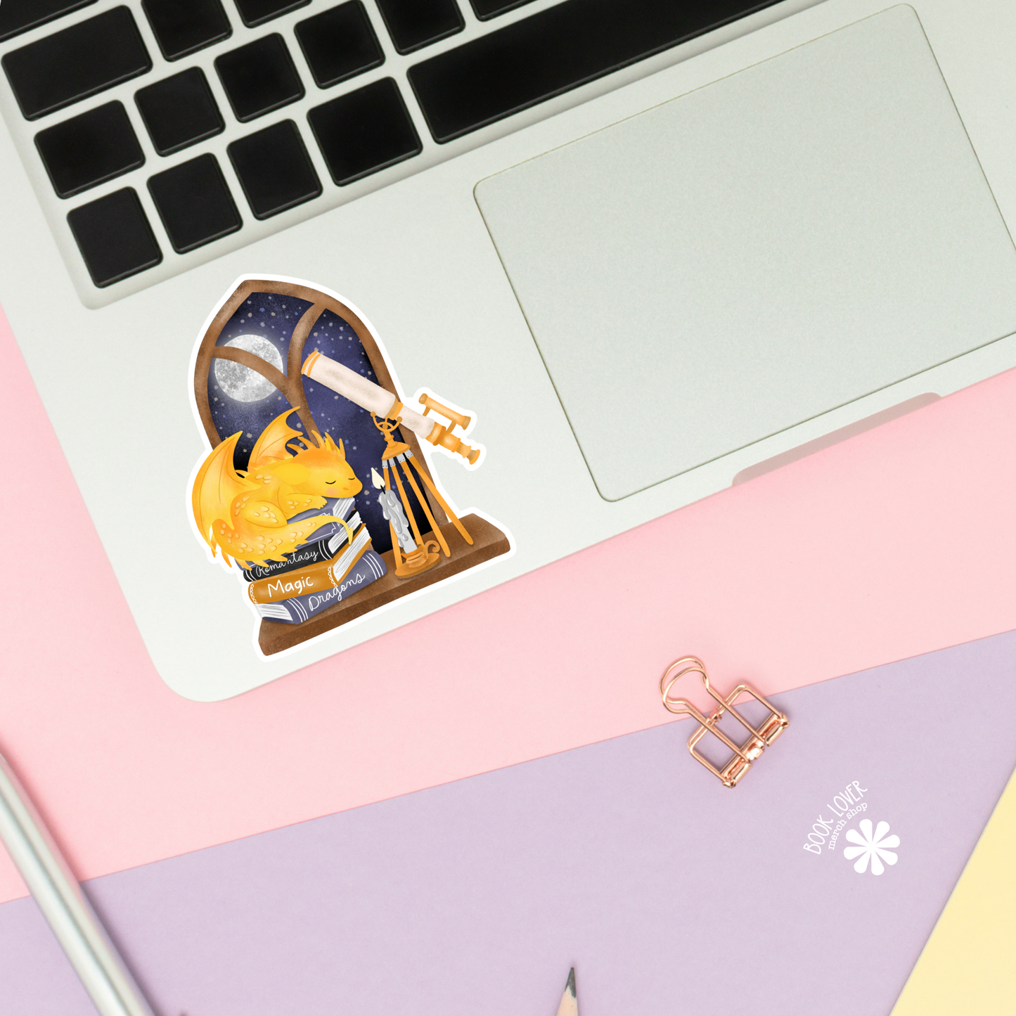 Sleepy book dragon sticker